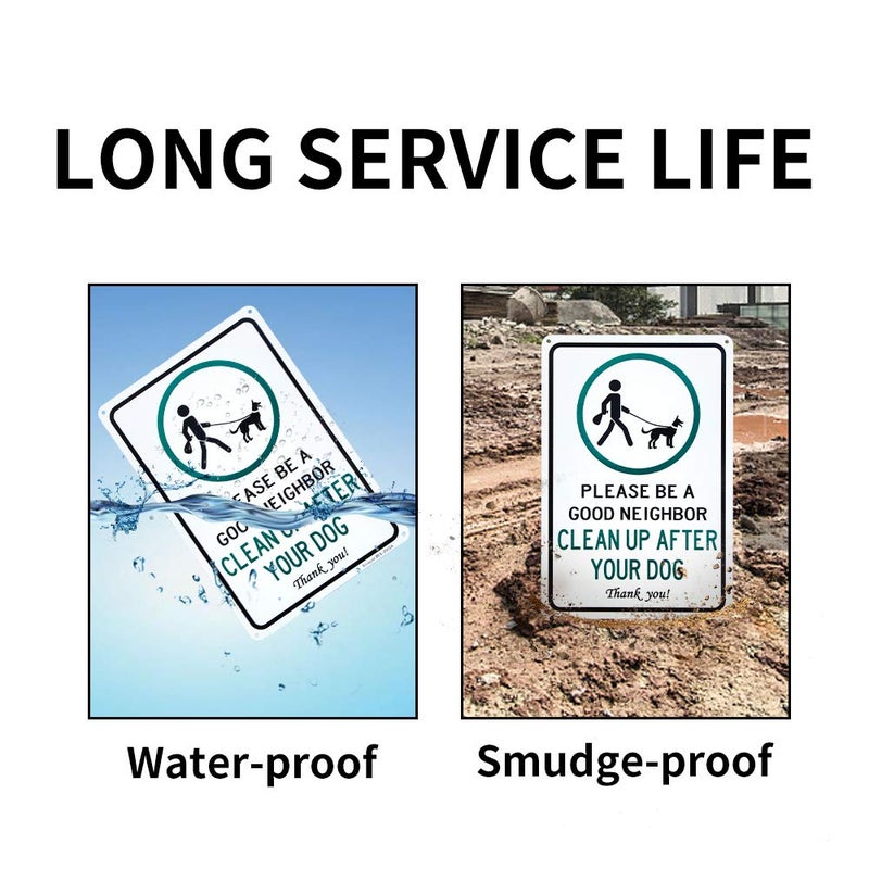 Enjoyist 2 Pack Clean Up After Your Dog Sign, Clean Up After Your Pets, Be a Good Neighbor Sign, 12"x 8" .040 Rust Free Aluminum â€“ Reflective, UV Protected and Weatherproof - Image 4